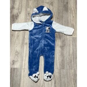 Mick Mack LTD Dog Plush Hooded Footed Pajamas Romper Jumpsuit 0/3 Months‎